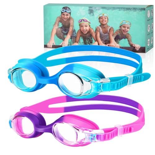 Starweh Gafas Natacion Niño, 2 Piezas Gafas Natacion Niñas Niños con Antivaho Sin Fugas, Gafas Piscina Niño con Bolsa Portátil para 3 a 14 Años