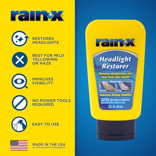 Image of Rain-X Headlight Restorer (148ml) | Car Headlight Cleaner & Polish | Removes Dullness & Yellowing | Restores Clarity for Improved Visibility | Easy-to-Use Headlight Cleaning Solution