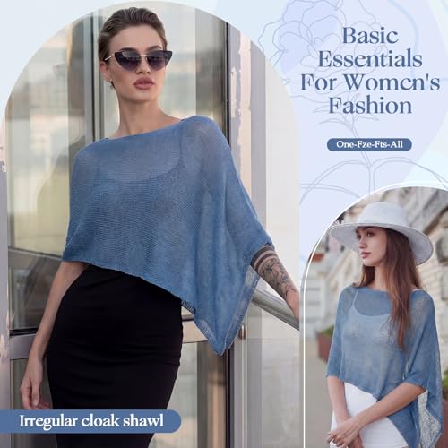 Image of Women Sheer Poncho Shrug Summer Sheer Blouse Top Lightweight Poncho Bolero for Evening Dress