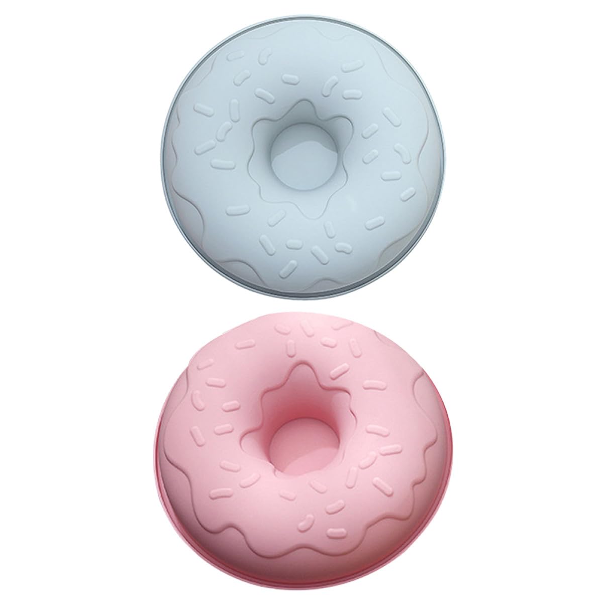 HOMSFOU 2pcs Non-Stick Silicone Doughnut Mold Baking Supplies Donut Casting Mould for DIY Mousse Cake Tray in Pink and Blue, Kitchen Bakeware for Homemade Pastry