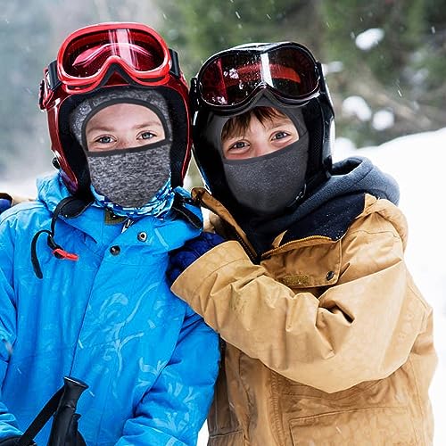 Image of Azarxis Kids Balaclava Ski Mask Windproof Fleece Neck Warmer Gaiter Winter Hat Face Cover with Hood for Cold Weather Boys Girls