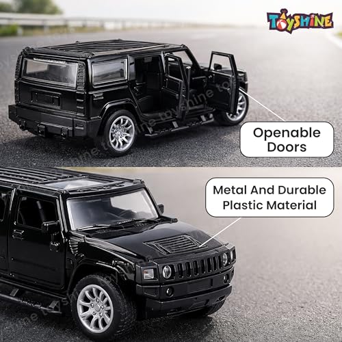 Image of Toyshine 1:32 Scale Die Cast Racing H2 Model Vehicle Toy Car with Pull Back Function Along with Opening Door Feature for Kids Boy Girl 3+, Black