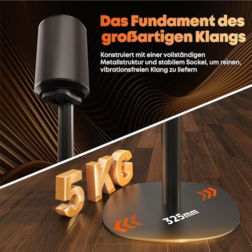 Höhenverstellbare Lautsprecherständer Kompatibel mit SONOS Era-100 und Era-300 - Bodenständer 74-99 cm, Dual-Mount Basis für platzsparende Platzierung, Max. Belastung 5 kg pro Ständer, 1 Paar, Schwarz