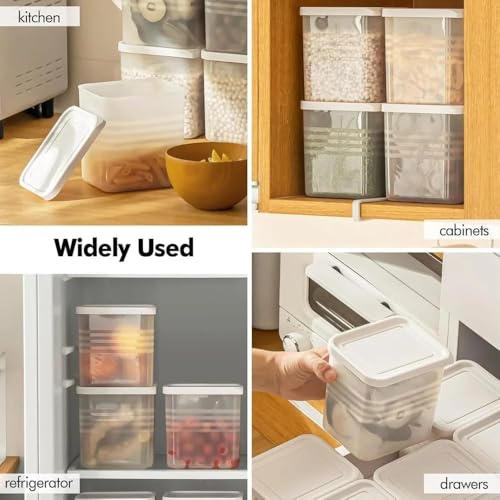 Image of SPIREX Fridge Kitchen Home Food Storage Containers 6 Pack set Vegetables Fruits Keep Fresh | Plastic Refrigerator Side Doors Organizers | With White Lid (Pack Of 6)