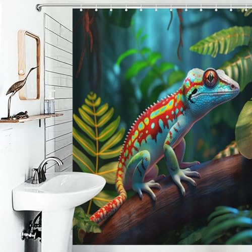 Rideau de douche imperméable caméléon en tissu polyester lavable de 140x183 cm - 6
