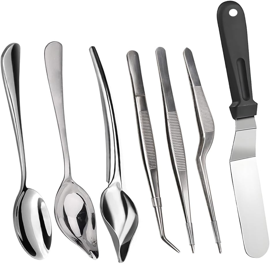 Culinary Specialty Tools, Professional Chef Plating Kit, 7 Piece Stainless Steel Set