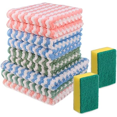 Zocipro 9 Stück Mikrofaser Reinigungstücher Stark Saugfähig Mikrofasertücher Wiederverwendbar Lappen Mehrzweck Putztuch Korallenvlies Küche Putzlappen Fenster Tücher Reinigungslappen Scheibentuch Cover