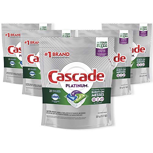 Image of Cascade Platinum Actionpacs Dishwasher Detergent, Fresh Scent, 105 Count, Tub Refill Bags