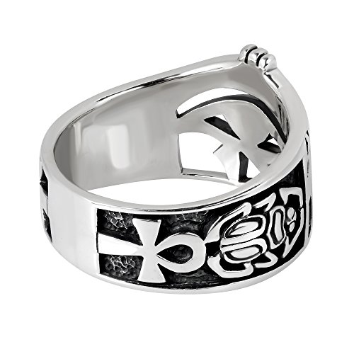 Aeravida Egyptian Eye Of Horus Ankh Cross .925 Sterling Silver Ring | Classic Wedding Rings For Women | Gothic Comfort Fit Silver Rings For Women | Couple Unisex Ring | Sterling Silver Rings Sizes (6) #TOP3
