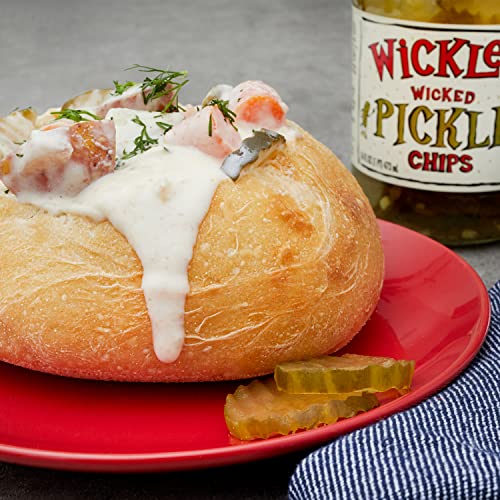 Wickles Pickles Wicked Pickle Chips (3 Pack) - Sweet & Spicy Garlic Pickle Slices - Hot Pickle Chips - Slightly Sweet, Definitely Spicy, Wickedly Delicious (16 Oz Each) #TOP3