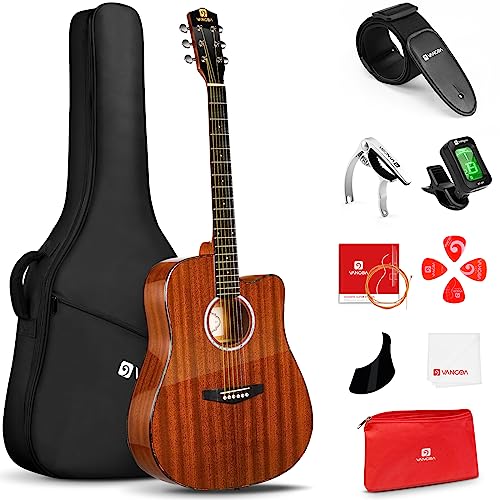 Vangoa 4/4 Akustikgitarre Set in voller Größe Akustik Gitarre Cutaway Anfänger Erwachsene 41 Zoll...