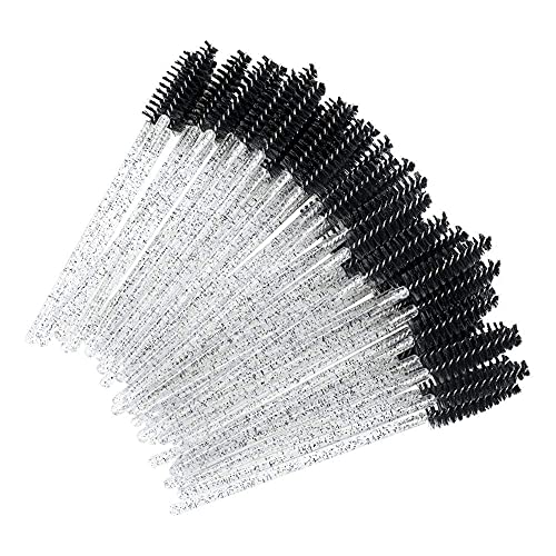 Image of G2PLUS 300PCS Eyelash Brushes, Crystal Black Disposable Mascara Wands, Adjustable Lash Spoolies for Eyelash Extensions, Eyebrow and Mascara Brush