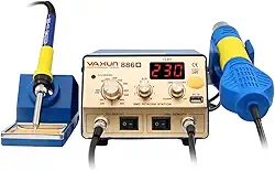 Estação de Solda 2 em 1 Ferro e Soprador Ar Quente Yaxun YX-886D SMD Retrabalho 110v