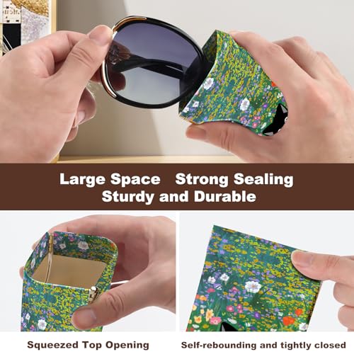 Image of Anikathy 2Pcs Sunglass Eyeglass Glasses Case Soft PU Leather with Cleaning Cloth Cute Glasses Pouch Bag for Men Women Girs