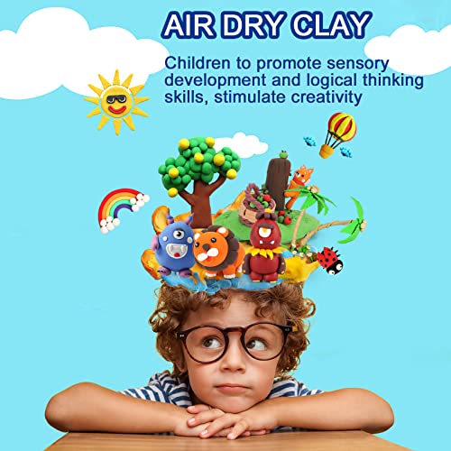 QMAY 32 Colors Air Dry Clay Kit – Ultra Light Magic Modeling Clay for Kids, DIY Craft Dough, Creative Art Supplies for Boys & Girls