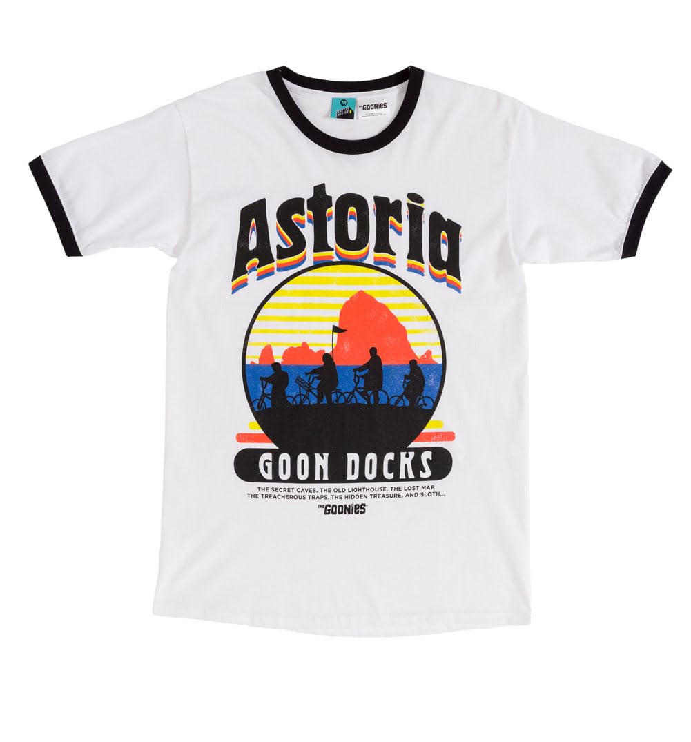 TruffleShuffle The Goonies Astoria Docks White and Black Ringer T Shirt