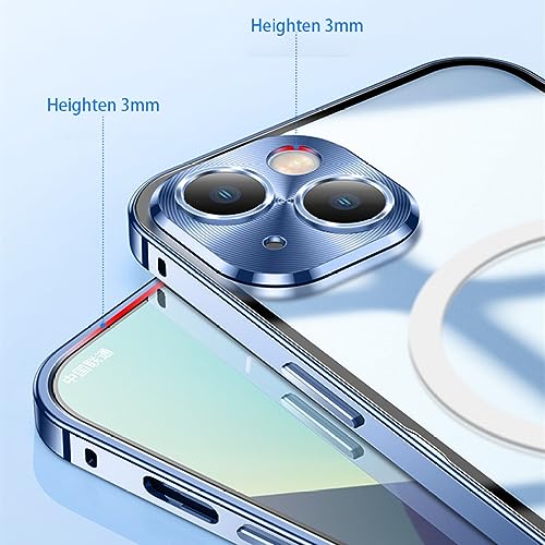 Estuche magnético para iPhone 14 ENILSA con cristal esmerilado y protector de cámara verde 3