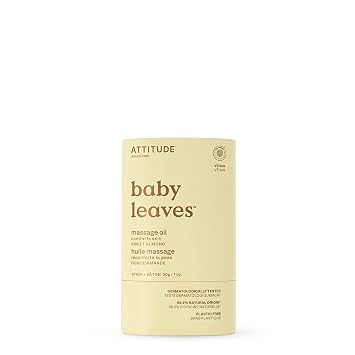 ATTITUDE Plastic-Free Massage Oil Bar for Baby, EWG Verified, Dermatologically Tested, Made with Naturally Derived Ingredients, Vegan, Sweet Almond, 1 Ounce