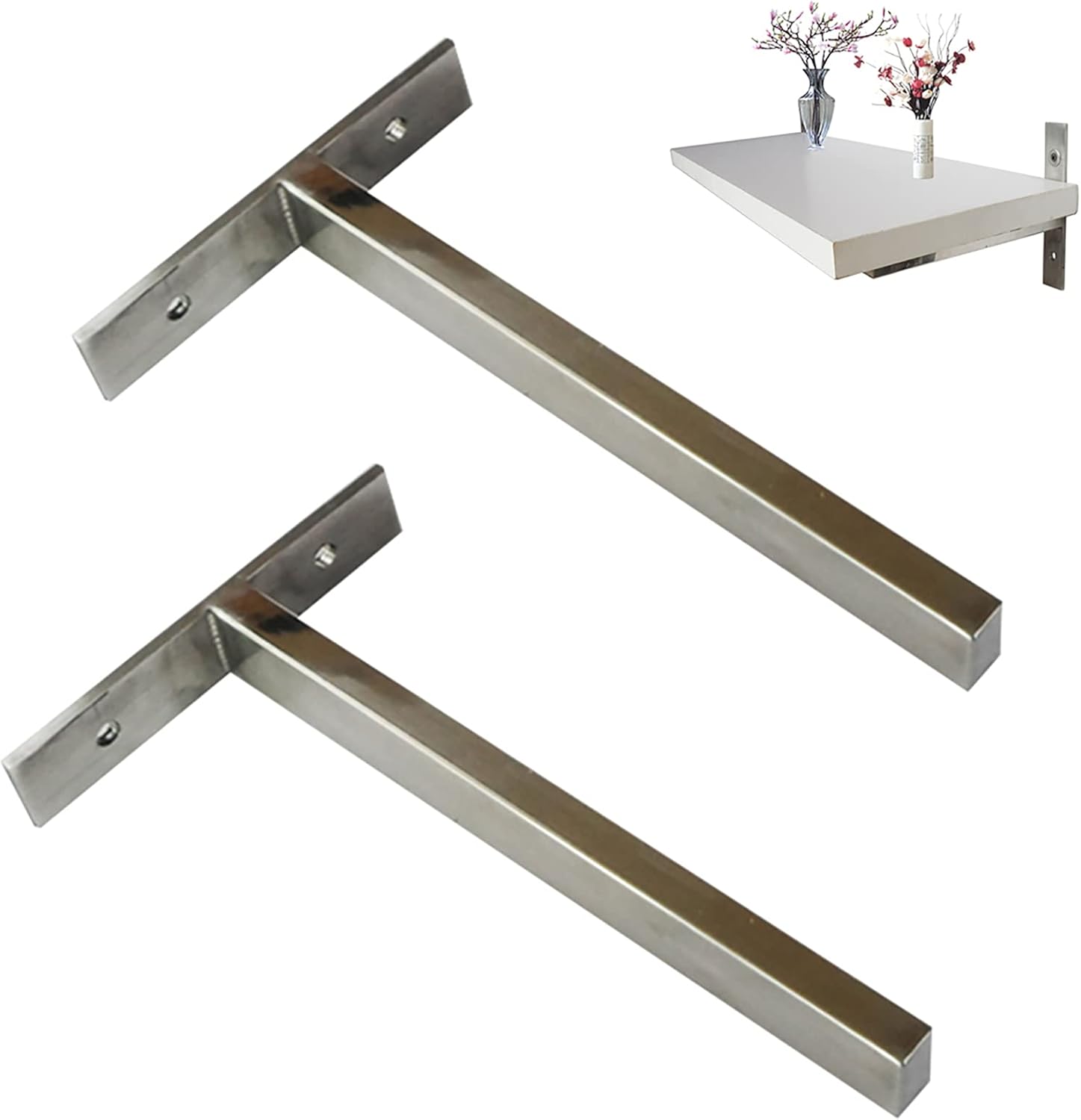 2 Pack Shelf Brackets,Industrial Floating Bracket,Wall Mounted Heavy Duty Shelf Brackets, Metal Shelves Kitchen Shelves,for Table Work Bench Space Saving