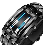 Montres-Bracelets pour Hommes, Creative Mens Binary Matrix Bleu LED Montre Numérique Mode Classiq...