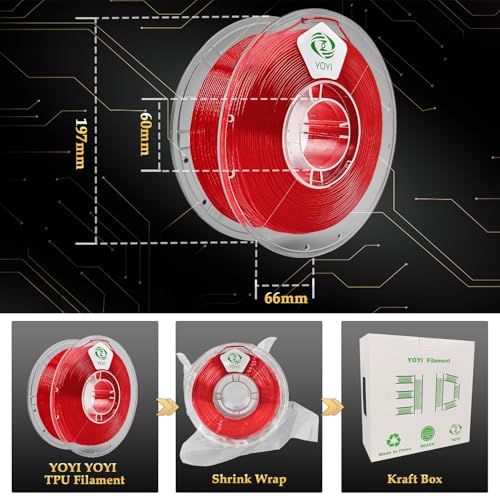 Image of YOYI YOYI 3D Printer Filament, 1.75mm TPU, 0.8KG Spool, Dimensional Accuracy + /- 0.03 mm, Soft, Elastic (Red)