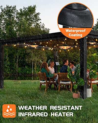 Piaomtiee Electric Patio Heater, Waterproof Hanging Patio Heater, Infrared Porch Heater Ceiling Hanging Heaters For Indoor Outdoor Use, Black Balcony Heater With 2 Adjustable Modes 600W/1500W #TOP5