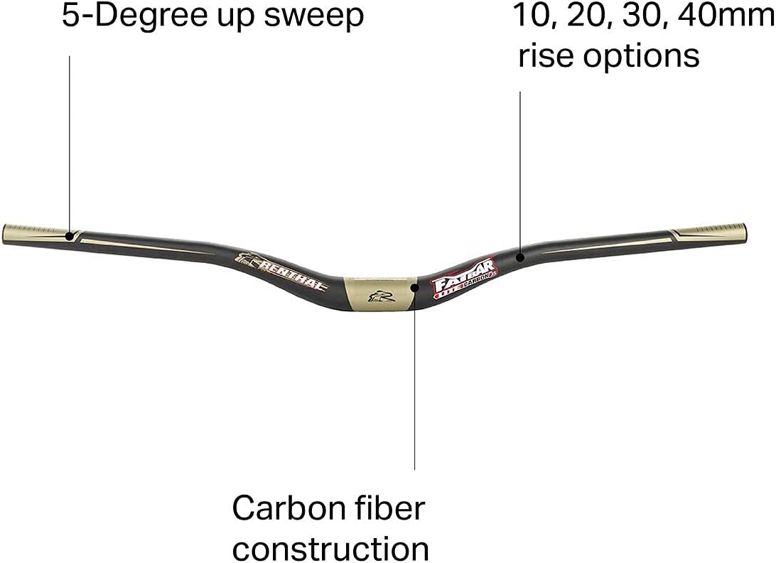 Renthal Fatbar Lite Carbon 35 Handlebar Unidirectional Carbon, 10Mm Rise