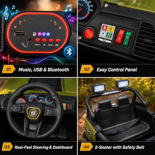 Image of Wish Master 4x4 Off-Road Electric Ride-On Jeep for Kids | 12V Battery, Remote & Manual Drive | Big Size Jeep with Music, Lights & Safety Belt | EV Cars for Kids