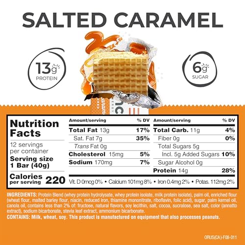 Image of Power Crunch Protein Energy Wafer Bars, Salted Caramel, 1.4 Ounce (12 Count)