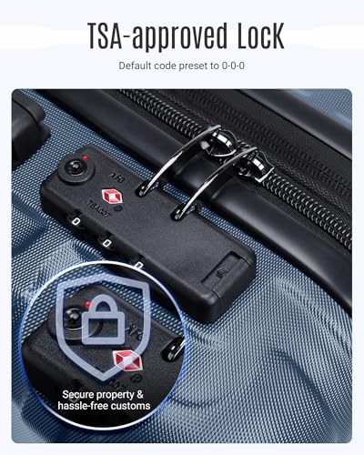 LIGHT FLIGHT Luggage Sets, 3 Piece Durable Suitcase Set with Spinner Wheels, 3 Pcs Hardside Lightweight luggage with TSA Lock, Large Checked Travel Suitcases, 20/24/28 Inch, Royal Blue