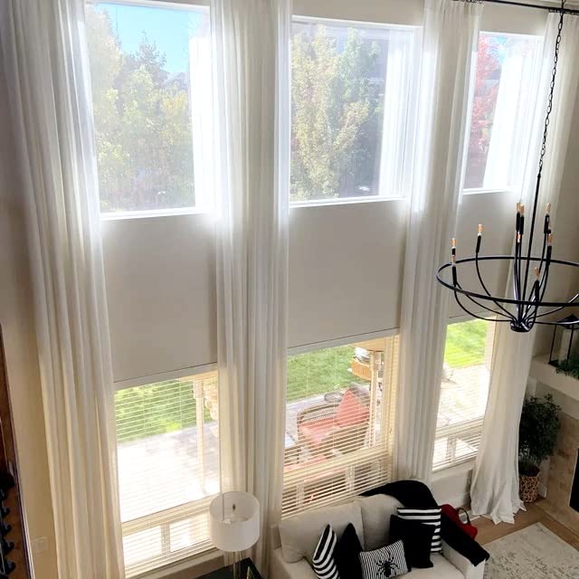 Ikiriska Extra Long Natural Linen Curtain Panel - Custom Made Drape 9-24 Feet Long, 9 Ft Wide - 2 Story Grey White Beige Brown - Free Swatches (Off