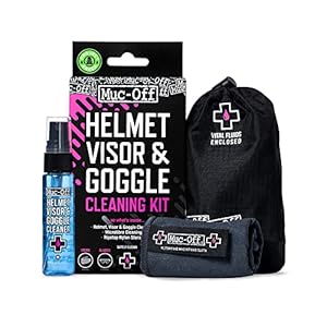Muc-Off 202C Helmet, Visor And Goggle Cleaning Kit – Includes 30ml Antibacterial, Biodegradable Cleaning Spray And…
