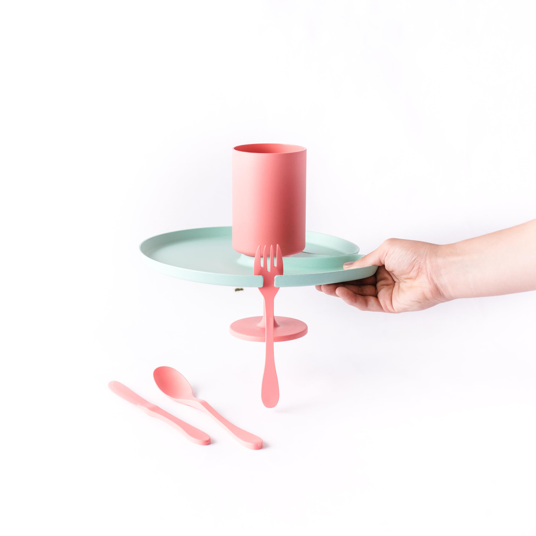 KNORK Ultimate Eco Favor Party Bundle, 5 Piece Set, Mint and Coral