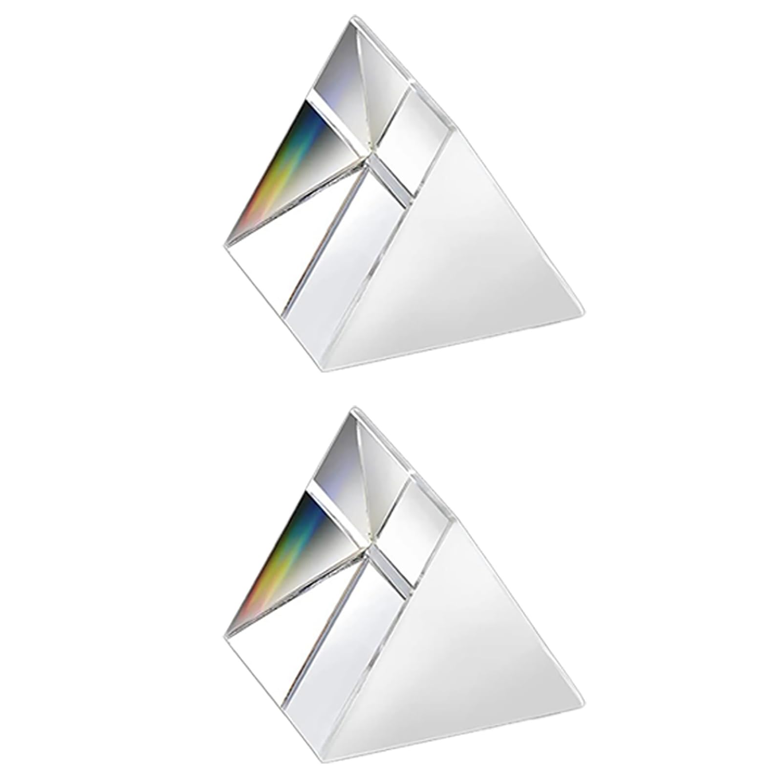 2 prismi triangolari in vetro ottico in cristallo, 30 x 30 mm, prisma arcobaleno spettro esperimenti, prisma triangolo cristallo K9, lenti trasparenti per fisica dello spettro della luce, foto effetto