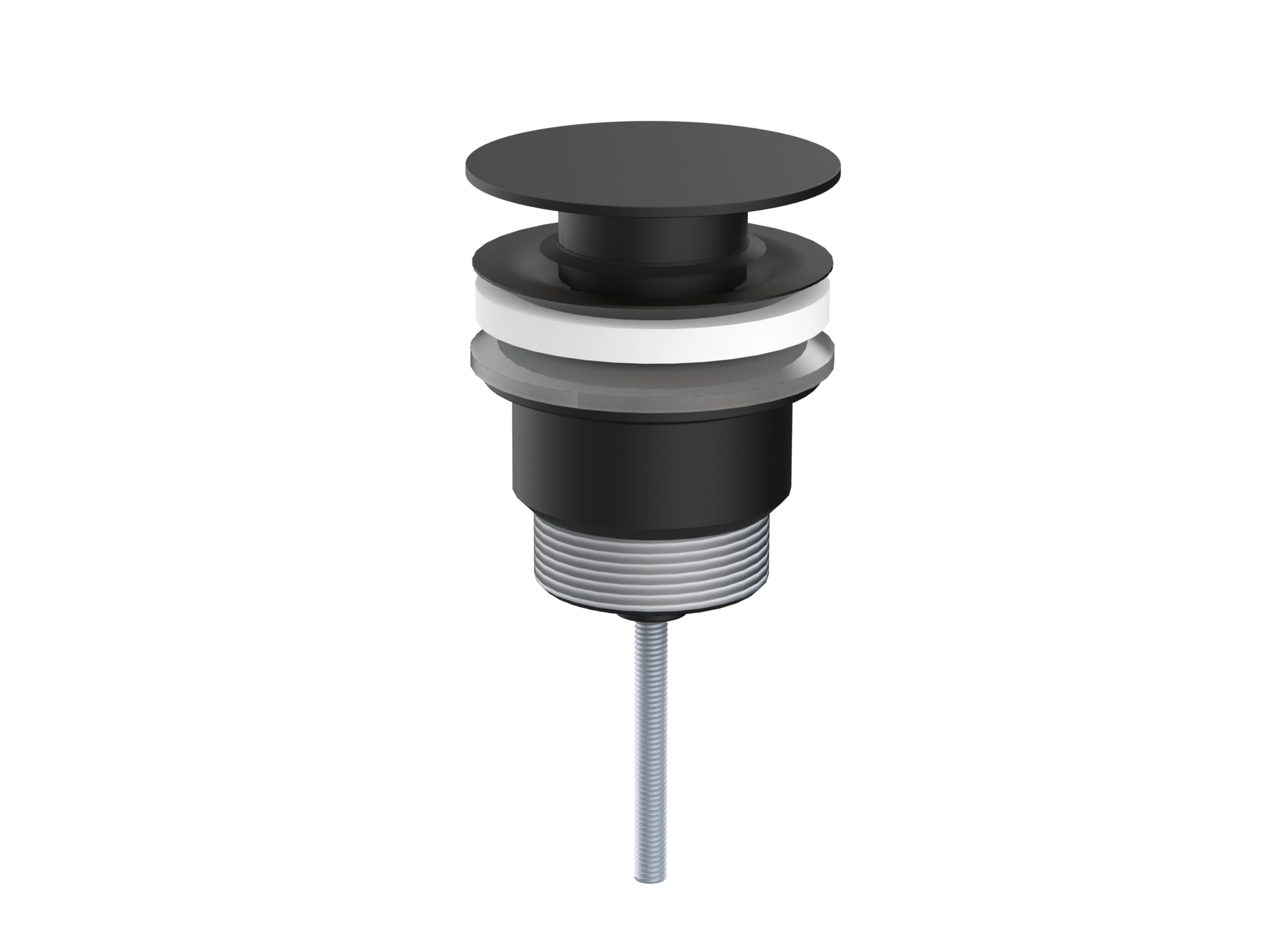 AQG - Válvula Clic-Clac Universal para Lavabo - Tapón Plano - Compatible con Rebosadero y Sin Rebosadero - Diseño Elegante y Alta Durabilidad (Negro)