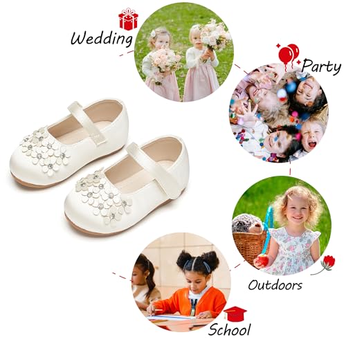 Image of PHIRAMIN Toddler Flower Girl Glitter Dress Shoes Little Girl Ballet Flats Bow Wedding Party