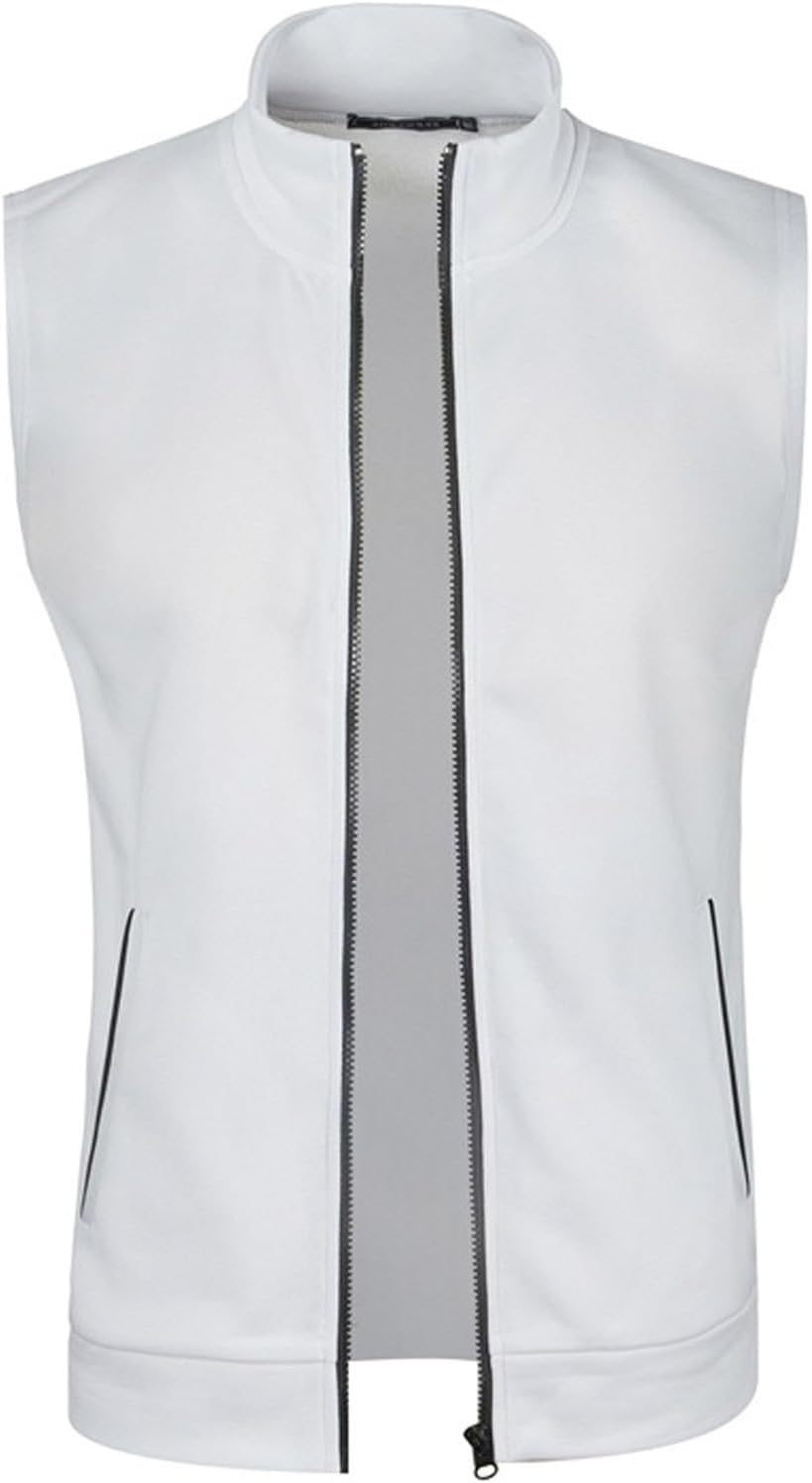 same day delivery items prime under 5 Mens Sweater Vest Knitted Sleeveless Cardigan Sweater Fall Fashion Full Zipper Sports Vest Coat Trendy Clothes lightweight full zip up sweater men White L