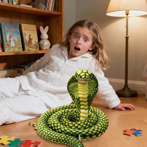 NAVESO Schlange Kuscheltier, 120CM Kuschelschlange, Schlange Plüschtier, Kobra Plüschtier Kuscheltier, Kuscheltier Schlange, Schlange Stofftier für Geburtstag Party Prank Requisiten Karneval (Grün)