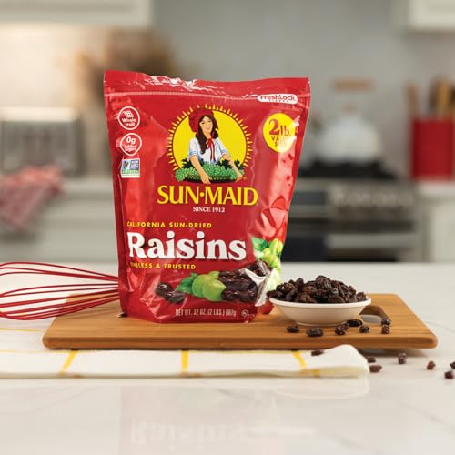 Image of Sun-Maid Bundle California Sun-Dried Raisins (2 Pack) 32 oz Resealable Bag + Farmstand Reserve (24 Count Variety Pack) 0.8 oz Snack Bag, Whole Cranberries and Mixed Berries