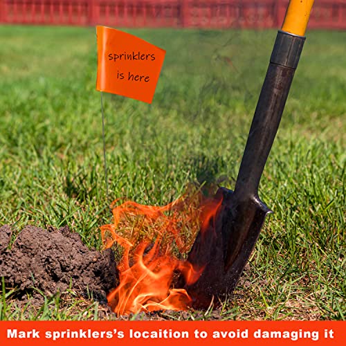 Zozen 100 Pack Orange Markierungsfahnen, 38 x 10 x 13 cm, Rasenfahnen, Landschaft Flags, Markierfahnen für Rasen, Survey Flaggen, Bewässerungsflaggen.In Verbindung mit dem Entfernungsmessrad.