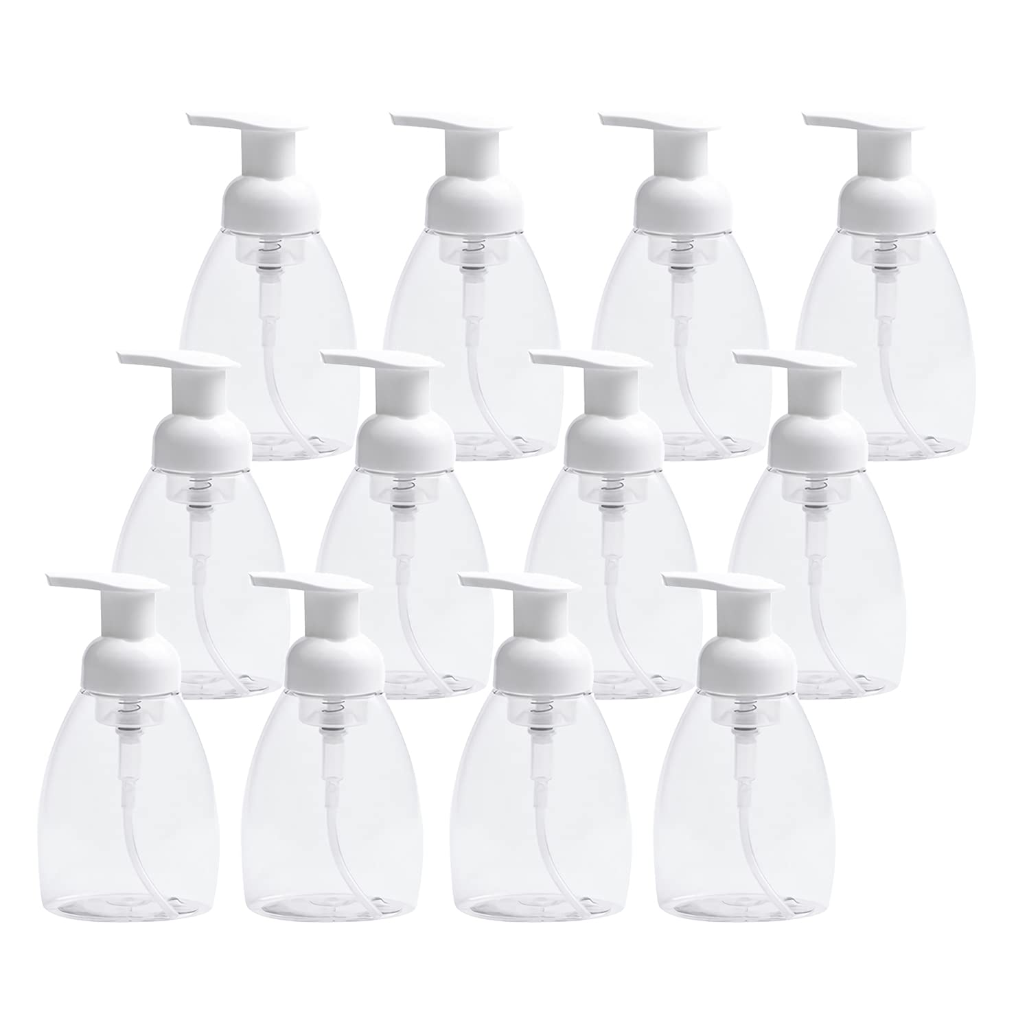 12 Pezzi 300ml Riempibile Dispenser di Sapone Schiumogeno Bottiglie,Bottiglie di Plastica Senza BPA,Ideale per Cucina bagno Igienizzante Mani,Sapone Liquido,Shampoo e Balsamo
