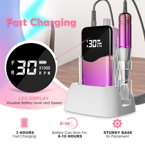 Kit profesional de lima eléctrica para uñas 35000RPM miniatura 4