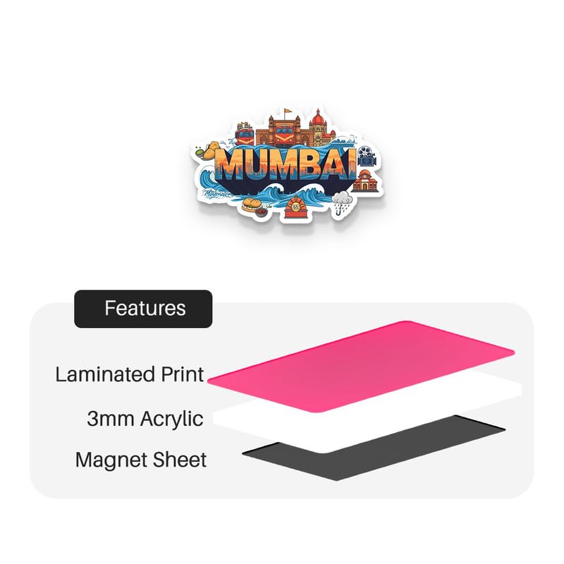 Image of Mumbai 02 Fridge Magnets, Glossy Finish, Stylish Magnet for Fridge, Wardrobe & Metal Surfaces
