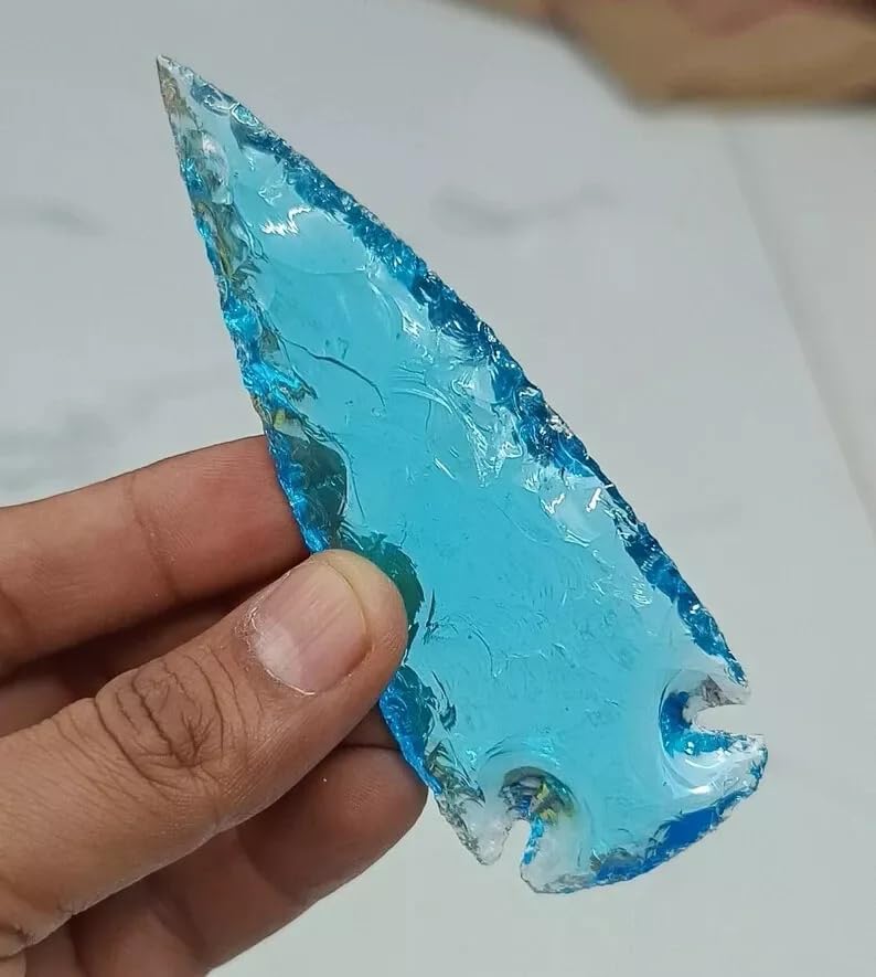 Aqua Obsidian Spearhead Large Arrowhead Crystal for Healing & Jewelry Size - 6 Inch