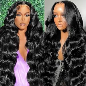 Body Wave Lace Front Wigs Human Hair Pre Plucked 13×4 HD Transparent Lace Frontal Wigs Human Hair 180% Density Glueless Brazilian Virgin Human Hair Wig for Women With Baby Hair Natural Black 26 Inch