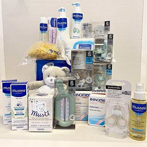 MUSTELA Cesta PREMIUM con Osito AZUL