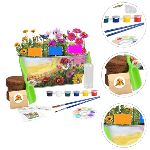 Abaodam Kit de Plantación de Jardinería, Set DIY Maceta de Hierro, Herramientas Seguras para Cultivo de Plantas y Flores, Adecuado para Interior y Manualidades Educativas - imagen 7