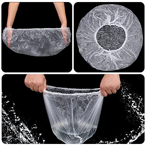 Satinior 50 Pieces Lengthen Disposable Shower Caps Waterproof Clear Elastic Bath Hair Caps For Women Big, Thick, Long Hair, Locs, Braids, For Portable Travel, Spa, Individually Wrapped #TOP3