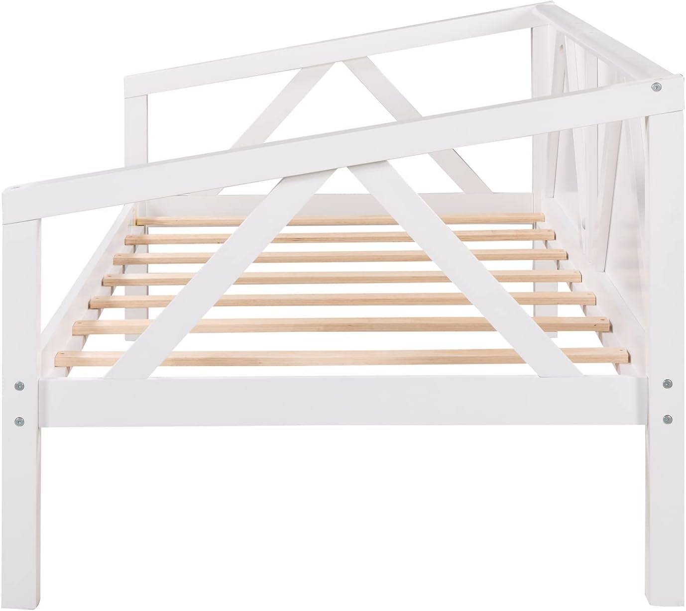 Twin Size Daybed with Wood Slat Support, Multi-Functional Sofa Bed Frame for Kids/Teens/Bedroom/Living Room, No Spring Box Needed (White+Twin)