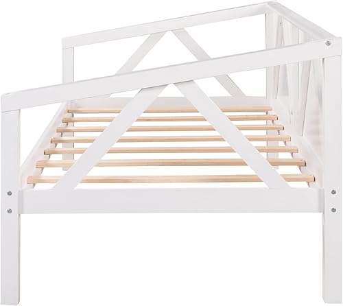 Miniatura 4 de Flieks Sofá cama de tamaño individual, marco de sofá cama de madera, sofá cama multifuncional para dormitorio de niñosadolescenteshabitación de